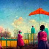 women colorful playground